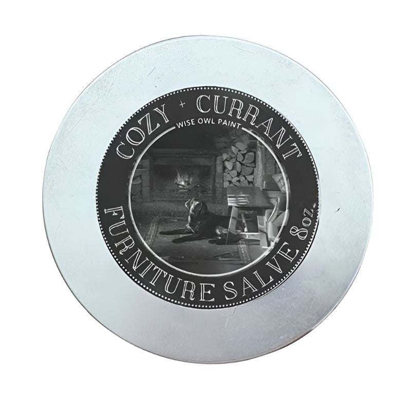 Een blik EcoSage Furniture Salve van 8 oz, ideaal voor het herstellen en beschermen van houten en leren meubels. Een duurzame oplossing voor het onderhoud van je interieur.