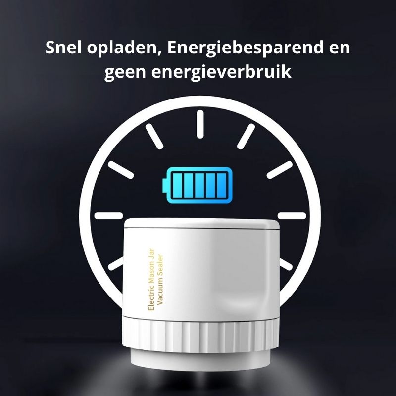 EcoSeal™ Vacuümsealer - Energiebesparend en snel oplaadbaar, de perfecte oplossing om potten luchtdicht af te sluiten en voedsel langer vers te houden.