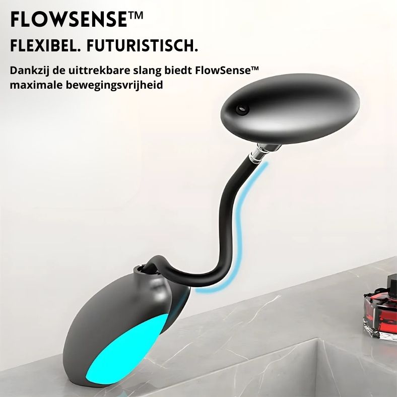 Flowsense™ van Inicala.nl met uittrekbare flexslang – biedt futuristisch design, maximale bewegingsvrijheid en comfort tijdens het wassen dankzij de slimme, beweegbare uitloop.