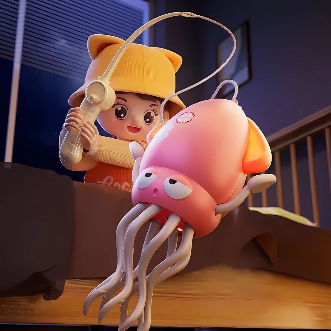 Kind speelt met de roze OctoBeat™ interactieve octopus en visstokje van Inicala.nl. Het speelgoed stimuleert motorische ontwikkeling, fantasie en ouder-kind interactie. Ideaal voor actief, leerzaam en vrolijk spel.