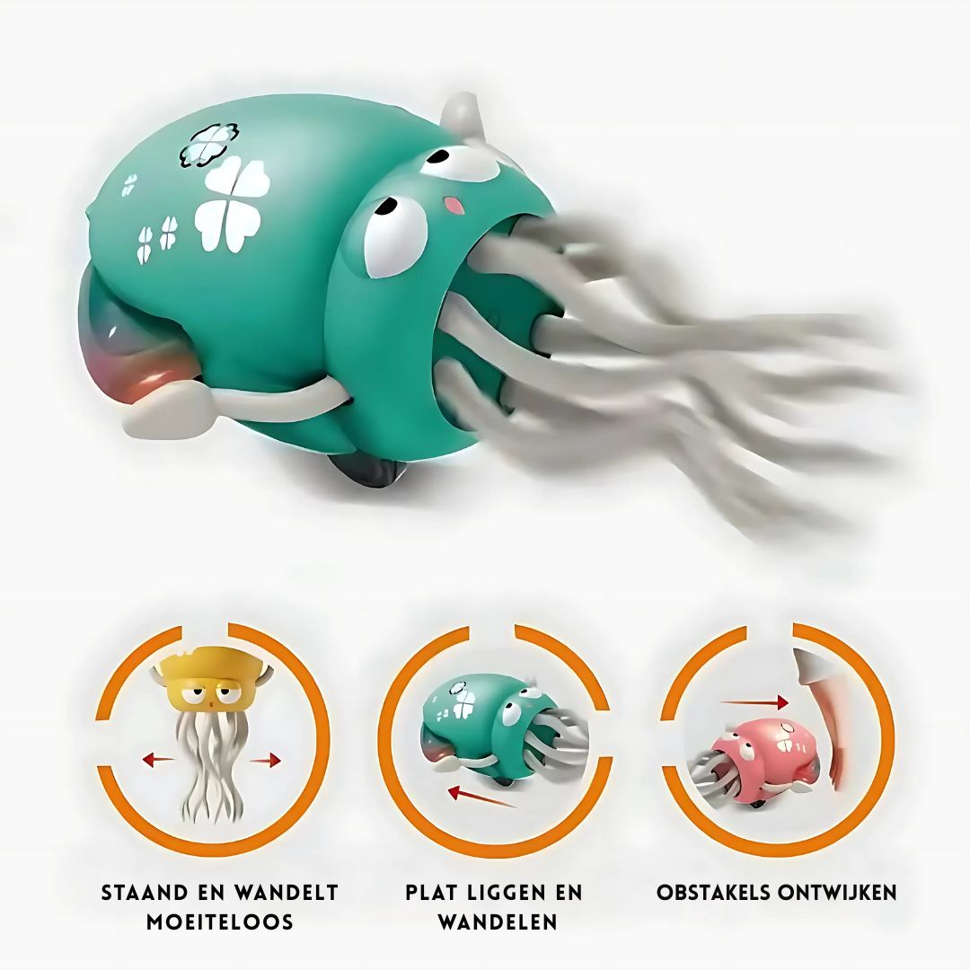OctoBeat™ – Interactief Octopus van Inicala.nl in actie rijdt, kruipt en ontwijkt obstakels. Stimuleert motorische ontwikkeling, actief spelen en zorgt voor eindeloos plezier voor kinderen.