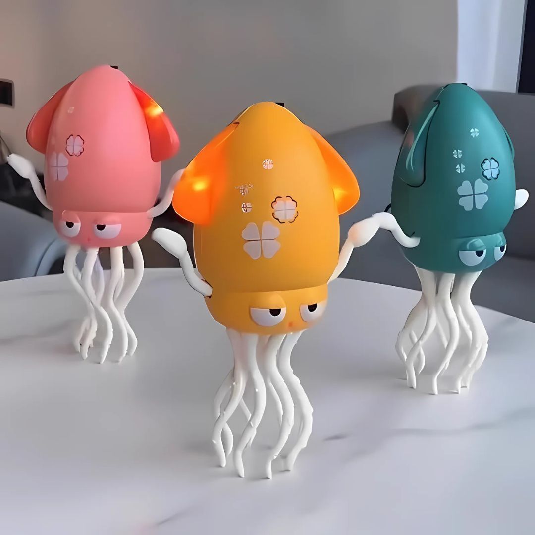 OctoBeat™ interactieve octopus speelgoed in roze, geel en groen, te koop op Inicala.nl. Stimuleert motorische ontwikkeling bij kinderen en zorgt voor creatief, vrolijk speelplezier met dansende bewegingen en LED-verlichtin