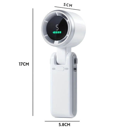 BreezeBuddy™ mini-ventilator met afmetingen 17 cm hoog, 5,8 cm breed – compact, krachtig en nu te koop op Inicala.nl.