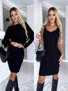 Kitana™ Femme Luxe Set in zwart – veelzijdige, stijlvolle tweedelige set met geribbelde textuur. Draag het als jurk of met een top. Nu op Inicala.nl.