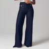 Riviera Flare™ jeans van Inicala.nl in donker indigo met hoge taille en wijde pijpen – een elegante en comfortabele fit die moeiteloos chic combineert met tijdloze Franse klasse.