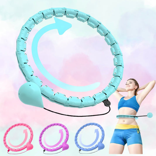 de Shape-Up™ fitnesshoepel in een zachte blauwe kleur, met drie extra kleuropties roze, paars en blauw. Perfect om calorieën te verbranden en je buikspieren te trainen met 360° rotatie in comfort.